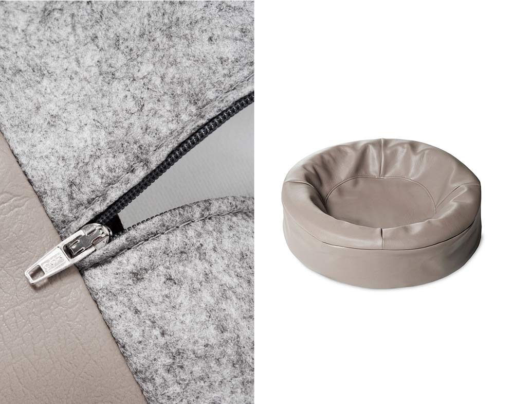 Bia Bed Kunstleer Hoes Hondenmand Taupe Bia-0 50X50X12 Cm Rond